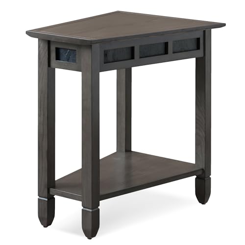 Image of Leick Home Sibley Wedge End Table, 17 inch, Smoke Gray