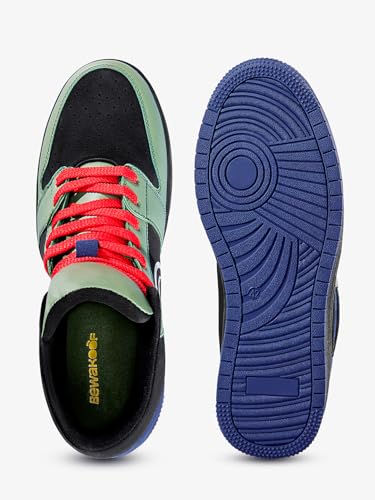Image of Bewakoof Official Naruto Merchandise Men's Green & Black Kakashi Color Block High-top Sneakers
