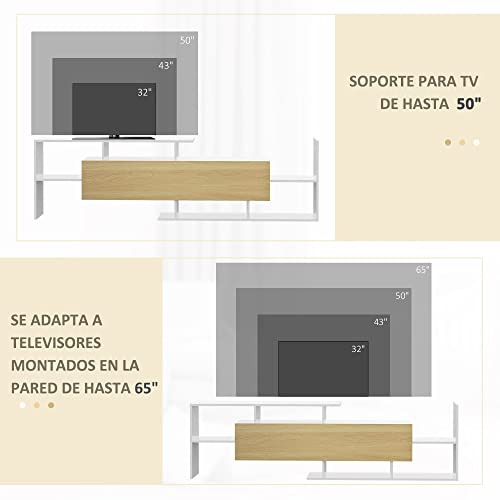 HOMCOM-Mueble-de-Salon-para-TV-Conjunto-Muebles-de-TV-con-Mesa-para-Televisor-1536x25x42-cm-y-Estante-de-Pared-150x145x163-cm-Blanco-y-Natural HOMCOM-Mueble-de-Salon-para-TV-Conjunto-Muebles-de-TV-con-Mesa-para-Televisor-1536x25x42-cm-y-Estante-de-Pared-150x145x163-cm-Blanco-y-Natural