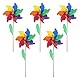 5 Stück Windspiel Holzstange Regenbogen Windmühle Kunststoff Regenbogen Windmühle für Kinder Party Camping Picknick oder Garten DIY Rasen Dekorationen