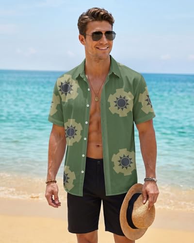 Image of 99TIMORO Funny Film Summer Button Down Shirt Men Short Sleeve Top | Movie Character Hawaiian Shirts for Men Lightweight Breathable Beach Vacation Business Casual Summer Gifts Classic Fit