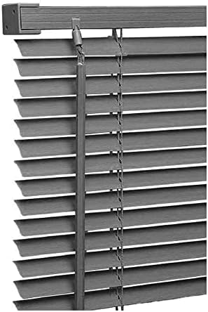 Black Colour - PVC Plain window Venetian Blinds - 25mm Slats - 45cm x 150cm Size - Included Open/Close Wand Control Mechanism