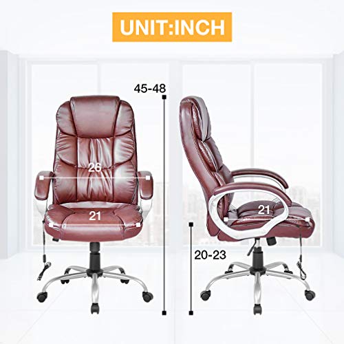 Office Chair Desk Chair Computer Chair With Lumbar Support Headrest Armrest High Back Task Chair Rolling Swivel Pu Leather Executive Ergonomic Massage Chair For Men Adults(Brown) #TOP6