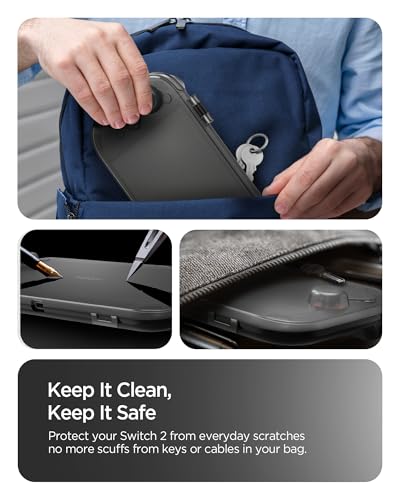 Image of Spigen Thin Fit 360 for Switch 2 Dock Compatible Transparent Case - Black | Detatchable Joy-Con, Dock Compatible Transparent Cover Compatible with Nintendo Switch 2