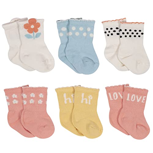 Image of Grow by Gerber Baby Girls' 6-Pair Wiggle Proof Sock