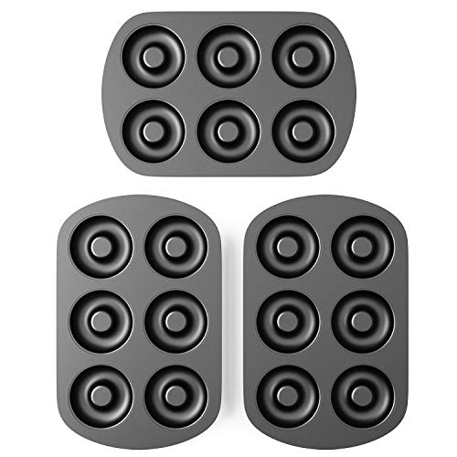 Tiawudi Non-Stick 6-Cavity Donut Baking Pans, Makes Individual Full-Sized 3 1/4" Donuts, Set Of 3 #TOP1