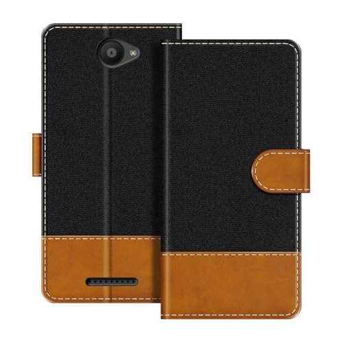 UOGNADGD Funda Billetera de Piel Plegable Compatible con BQ Aquaris U Cubierta para Teléfono con Portatarjetas, Bloqueo RFID, Cierre Magnético & Soporte (Negro)