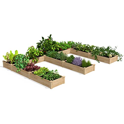 Greenes Fence Premium Cedar Raised Garden Bed, 10' x 14' x 10.5" (3/4" Thick) E-Shaped Bed - Made in USA with North American Cedar
