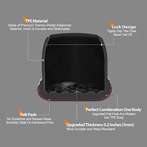 Ezprotekt 24 Pcs Small Black Silicone Chair Leg Floor Protectors for Hardwood Floor, Chair Leg Caps Cover, Felt Furniture Protectors Pads, Bar Stool Leg Protector Round (S Fit: 3/5" to 3/4", 15-19mm)