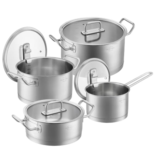 SILBERTHAL Topfset 4-teilig Edelstahl Induktion mit Glasdeckel, Kochtöpfe – Ansicht 1