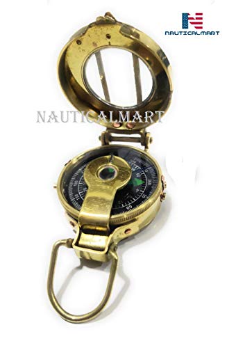 Vintage Old Style Military Engineers Compass Nautical Pocket Shiny Brass Navigational Instrument with Lightweight Brass Construction for Camping, Hiking, Backpacking, Hunting and Outdoor - Thumbnail 7