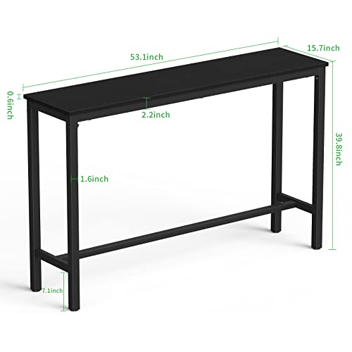 Mr-IRONSTONE-Bar-Table-53-Pub-Table-High-Top-Table-Rectangular-Bar-Height-Table-Sofa-Console-Table-Dining-Coffee-Table-for-Narrow-Space-Living-Room-Sturdy-Metal-Frame-Easy-to-Set-Up-Black Mr IRONSTONE Bar Table 53 Pub Table High Top Table Rectangular Bar Height Table Sofa Console Table Dining Coffee Table for Narrow Space Living Room Sturdy Metal Frame Easy to Set Up Black
