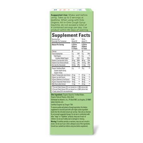 Image of Hyland's Kids Cough Syrup All-in-One for Nighttime, Organic (Grape) 4 fl oz