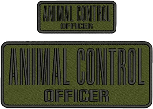 Special Patches for Velcro Patches for Uniform for Animal Control Officer Embroidery Patch 10X4 and 5X2 Hook ON Back Od Gree/Black Model-Q-X989-913