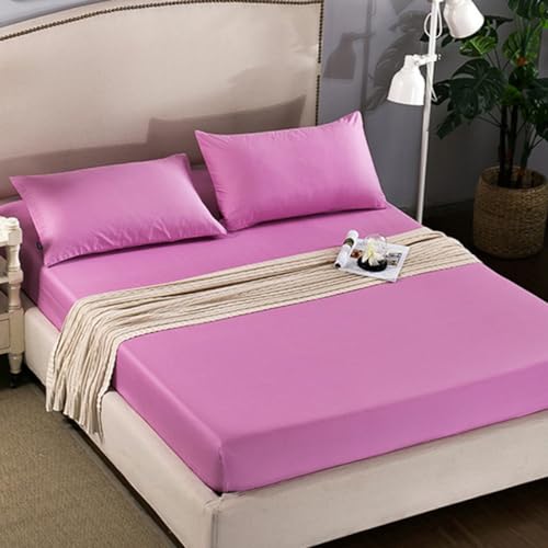 Taie d'oreiller et parure de draps ajusté violet coton brossé lit double