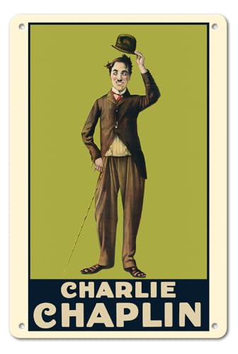 Charlie Chaplin - Vintage Film Movie Poster c.1915-8 x 12 inch Vintage Metal Tin Sign