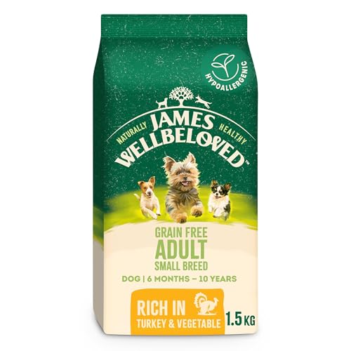 James Wellbeloved Hypoallergenic Dry Dog Food for Adult Small Breed Grain Free Turkey and Vegetable 1.5 kg