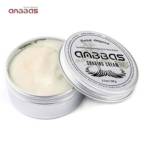 Anbbas 5.3Oz Shaving Cream Body Cream For Men Women Wet Shave Latheing,Sensitive Skin,Sandalwood Shea Nut Essential Oil #TOP4