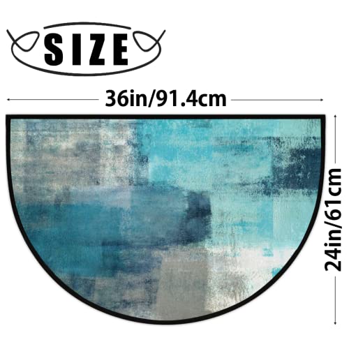 Osam Space Turquoise Abstract Blue Grey Half Round Door Mat Indoor Entrance Mat 24 X 36, Absorbent Doormats Area Rugs Non-Slip Semi Circle Floor Mats For Home Kitchen Outdoor #TOP1
