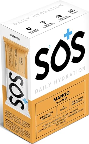Image of SOS Hydration Electrolyte Powder Sticks | Low Sugar Rapid Hydration | Keto Friendly (8 Servings, Mango)