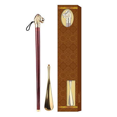 Leichte Schuhanzieher Metall Lange Schuhanzieher Alloy Überzug Kupferkopf Abnehmbare Montage 57 / 61cm Sehr nützliches Gadget Langlebiges und Praktisches Design ( Farbe : Braun , Size : 61cm ) Cover