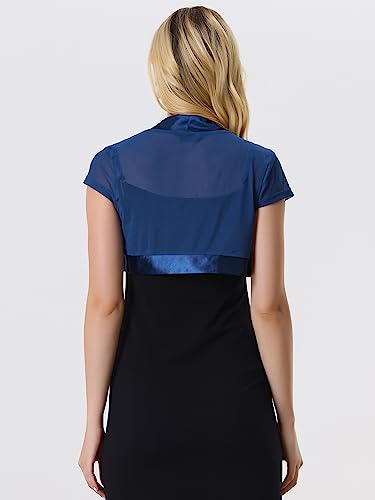 Image of Allegra K Women's Satin Shrug Bolero Cap Sleeve Crop Cardigan | Cap sleeves with cropped length. Open front design. Suitable for wedding, party.