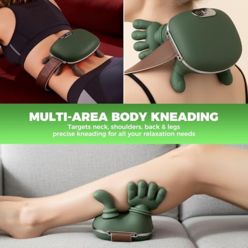 Image of AJIGNA MART Bionic Heated Massager, Wireless Portable Shiatsu Neck and Back Massager, Electric Deep Tissue 4D Kneading Massage, Simulated Human Hand Design for Pain Relief and Muscle Relax