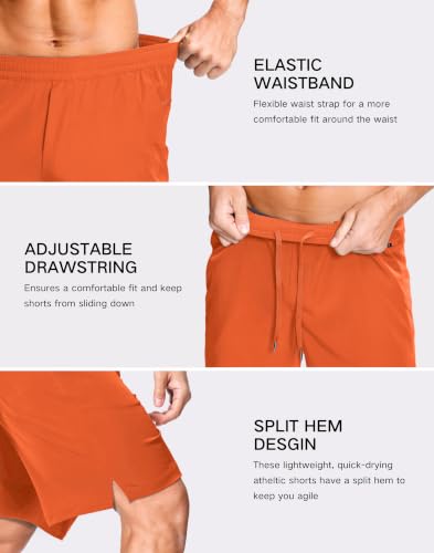Image of GGJ Men's Lightweight Athletic Shorts with 2 Zipper Pockets 7 inch /9 inch /5 inch Gym Workout Running Quick Dry Tennis Shorts for Men