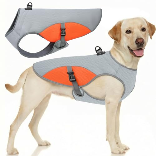 Preferhouse 犬用クーラーベスト 特大犬用犬用メッシュ冷却ジャケット 反射ストライプとDリング付き、ビーチ、ハイキング、ウォーキング用ペット冷却ベスト オレンジ-2XL（Amazon）
