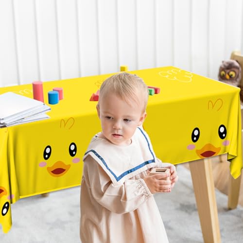 Image of 3pcs Yellow Duckie Table Cover, Waterproof & Easy to Clean, 70.8x42.5 inches, Duck-themed Tablecloth for Parties, Baby Showers, Gender Reveals