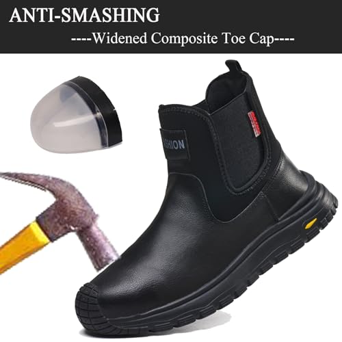 Image of Nutropa Welding Work Boots for Men Composite Toe Safety Boots Non Slip Steel Toe Work Shoes Lightweight Construction Welder Boots