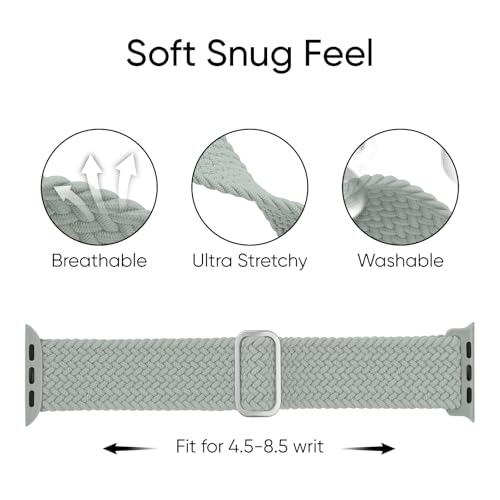 Image of 6 Pack Braided Stretchy Bands Compatible with Apple Watch Band 38mm 40mm 41mm 42mm 44mm 45mm 46mm 49mm Women Men, Adjustable Nylon Solo Loop Elastic Straps for iWatch Series 11 10 9 8 7 6 5 4 SE Ultra