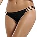 Reteron Women's Petite Strappy Side Bikini Bottoms 2 Pack (Black White, S)
