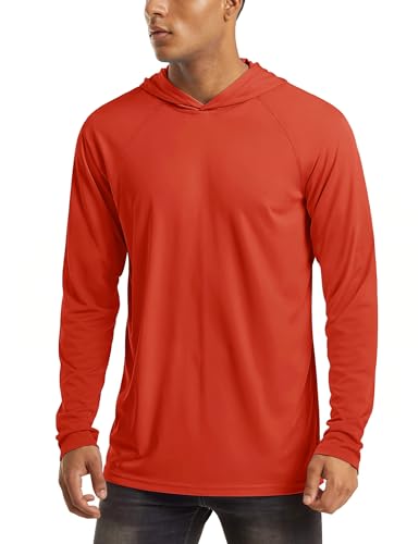 Image of MAGCOMSEN Men's Hooded UPF 50+ Sun Protection T Shirts Long Sleeve Athletic Fishing Shirts Rash Guards