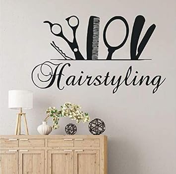 BooDecal Hair Salon Studio Bedroom Makeup Room Hairstyling Wall Decoration Decal Fashion Barber Cosmetic Wall Art Vinyl Sticker 28 Inches x 17 Inches