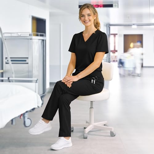 VIAOLI Fashion Scrubs for Women Set - Women Scrub Top and Belted Straight Leg Pants for Nurse Uniform Scrubs Set — view 6