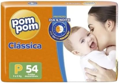 Fralda Classica Mega, P, Pom Pom 54 Unidades, Cor: Multicolorido