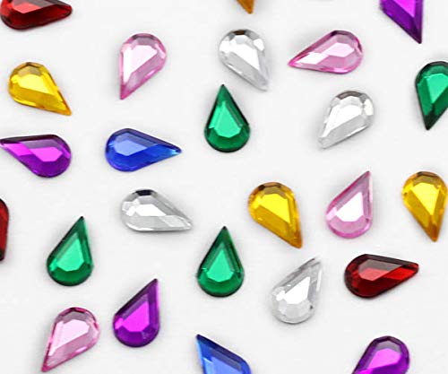 Allstarco 10X6Mm Flat Back Teardrop Acrylic Rhinestones Plastic Gems For Jewelry Making Costume Jewels Cosplay Card Making Embelishments Crafts - 100 Pieces (Green Emerald H106) #TOP4