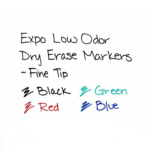 Image of Expo 86001 Low Odor Dry Erase Marker, Black; Fine Tip, Quick-Drying Ink, 2 Packs of 12 Markers, 24 Markers Total