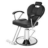 Hicomony Barber Chairs for Barbershop, Black Salon Chair for Hair Stylist Reclining, Heavy Duty Hydr