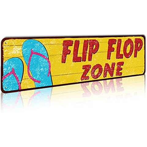 SOYAVE Summer Themed Flip Flop Zone Metal Sign Cover