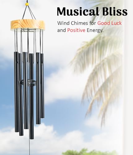 Image of ZAICUS Metal Wind Chime for Home & Garden, Outdoor Hanging Wind Chimes with Wooden Top, Deep Resonant Tones, Balcony Patio Yard Decoration, Feng Shui Lucky Wind Bell Decor