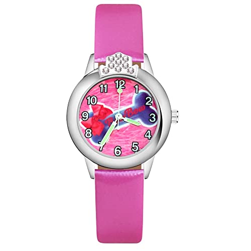 Reloj de niña Dibujos Animados Lindo Hueso Cristal Estilo Relojes Estudiante Niñas Cuarzo Correa de Cuero Reloj de Pulsera Reloj Relojes para niñas (Color : Black)