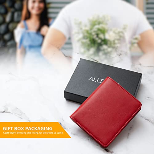 Image of Alldaily Small RFID Wallet for Women Slim Compact Bifold Pocket Ladies Travel Mini Purse (Red)