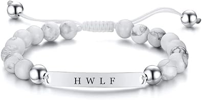 ZKXXJ WWJD HWLF Bracelet Set,Stainless Steel Adjusted Black White Beaded Onyx What Would Jesus Do He Would Love First Bracelets Inspirational Religious Reminder Jewelry