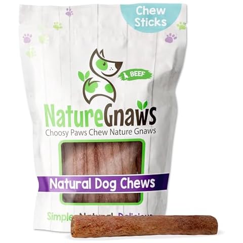 Nature Gnaws Beef Chew Sticks for Dogs 1LB - Premium Natural Dog Treats - Limited Ingredient Long Lasting Rawhide Free Dental Chews Cover