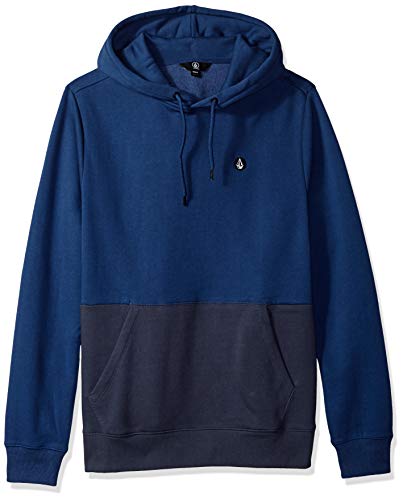 Volcom Men's Single Stone Divided Pullover Hooded Fleece Sweatshirt, Matured Blue, Extra Large