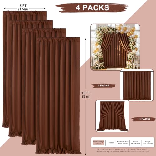 Image of SoarDream Polyester Brown Backdrop Curtains - 5ft x 10ft 4 Panels Ideal for Weddings Birthday Parties Photography Events