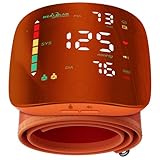 Wrist Blood Pressure Monitor with Led Touch Screen -Adjustable Wrist Blood Pressure Cuff from 5.1 inches to 9.3 inches,Rechargeable Wrist bp Monitor with 99x2 Reading Memory and Carrying Case(Orange)