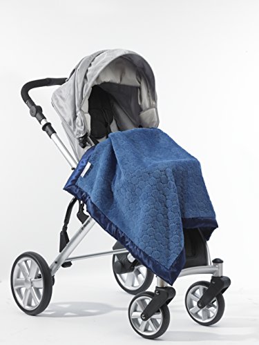 Image of SwaddleDesigns Cozy Stroller Blanket, True Blue Puff Circles with Satin Trim